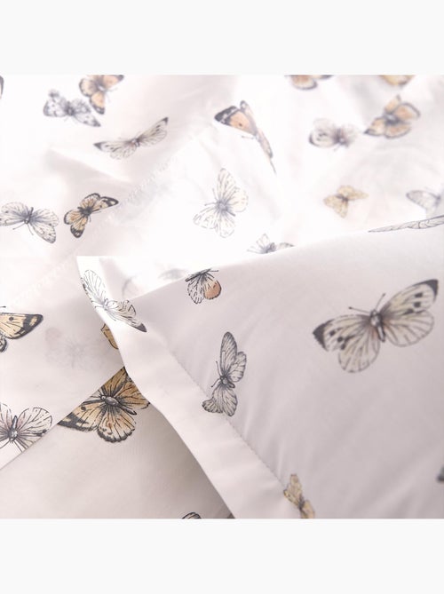 Juego de cama de 2 piezas de algodón percal 80 hilos mariposa, funda de cama y funda de almohada - Kiabi
