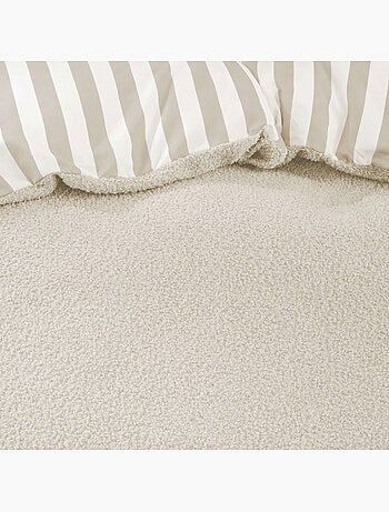 Juego de cama de 2 piezas de felpa con ribete a cuadros: funda nórdica + funda de almohada