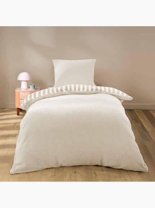 Juego de cama de 2 piezas de felpa con ribete a cuadros: funda nórdica + funda de almohada - Kiabi Juego de cama de 2 piezas de felpa con ribete a cuadros: funda nórdica + funda de almohada - Kiabi
