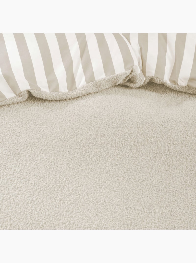 Juego de cama de 2 piezas de felpa con ribete a cuadros: funda nórdica + funda de almohada Beige gris - Kiabi