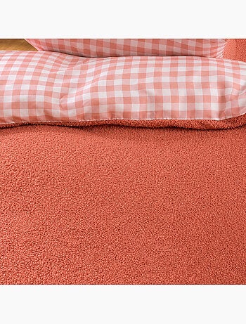 Juego de cama de 2 piezas de felpa con ribete a cuadros: funda nórdica + funda de almohada
