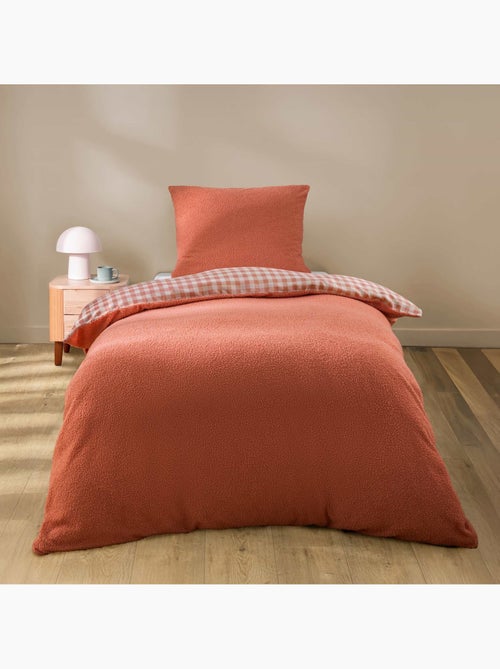 Juego de cama de 2 piezas de felpa con ribete a cuadros: funda nórdica + funda de almohada - Kiabi Juego de cama de 2 piezas de felpa con ribete a cuadros: funda nórdica + funda de almohada - Kiabi