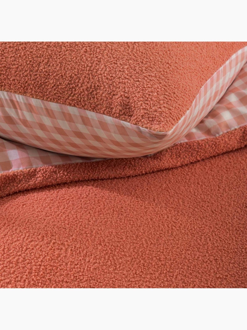 Juego de cama de 2 piezas de felpa con ribete a cuadros: funda nórdica + funda de almohada Naranja - Kiabi