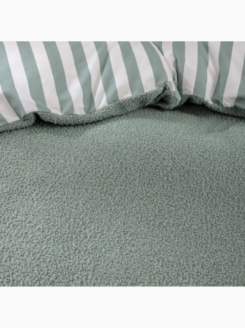 Juego de cama de 2 piezas de felpa con ribete a cuadros: funda nórdica + funda de almohada Verde - Kiabi