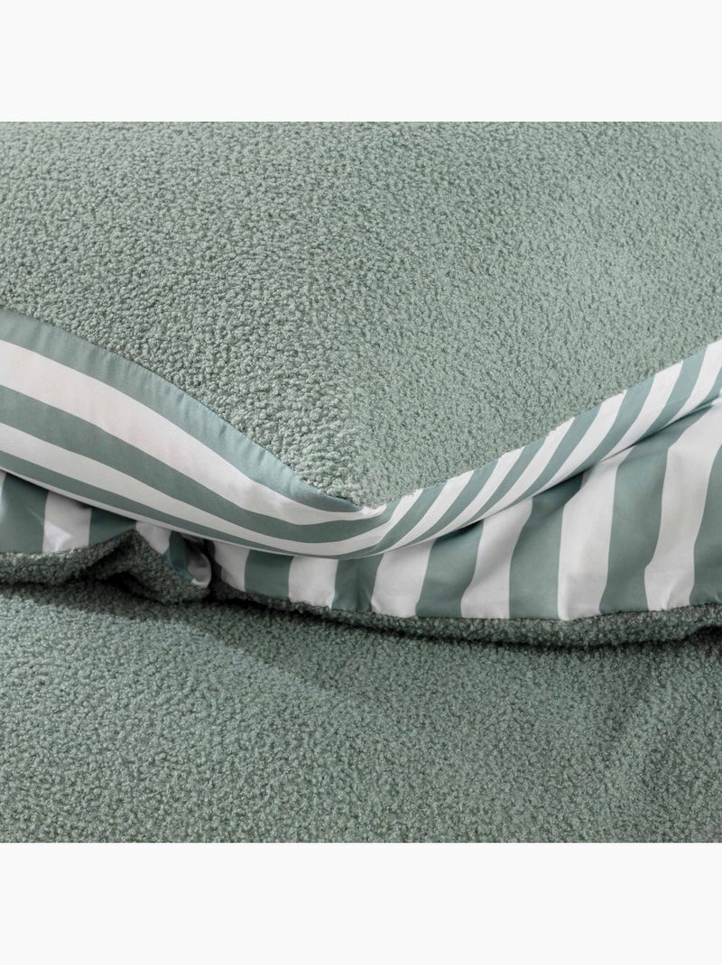 Juego de cama de 2 piezas de felpa con ribete a cuadros: funda nórdica + funda de almohada Verde - Kiabi