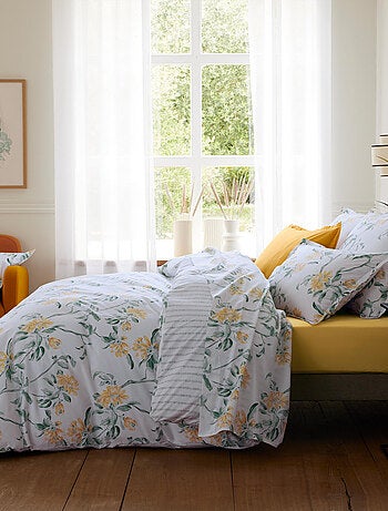 Juego de cama de 2 piezas en percal de algodón con motivo floral