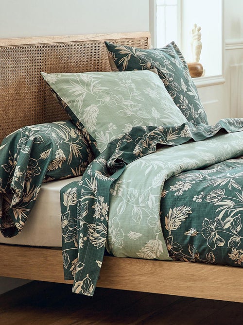 Juego de cama de 2 piezas en percal de algodón con motivo vegetal - Kiabi Juego de cama de 2 piezas en percal de algodón con motivo vegetal - Kiabi