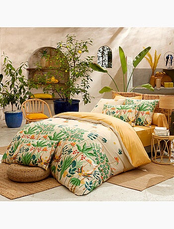 Juego de cama de 2 piezas Funda tropical de algodón percal de 80 hilos + funda de almohada