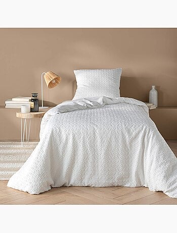 Juego de cama de 2 piezas reversible de algodón gofrado funda de cama + funda de almohada