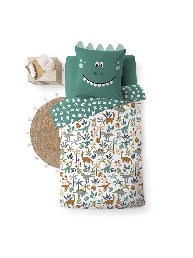 Juego de cama de 2 piezas reversible de dinosaurio Verde - Kiabi