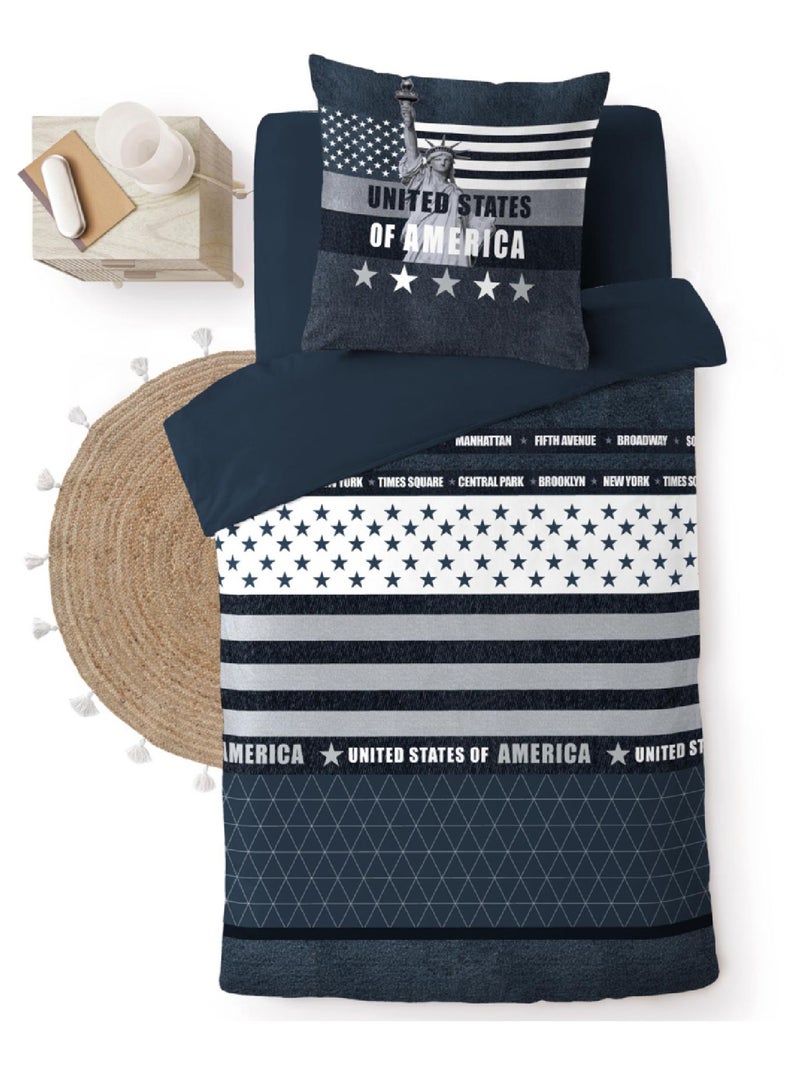 Juego de cama de 2 Piezas United States of America Azul - Kiabi