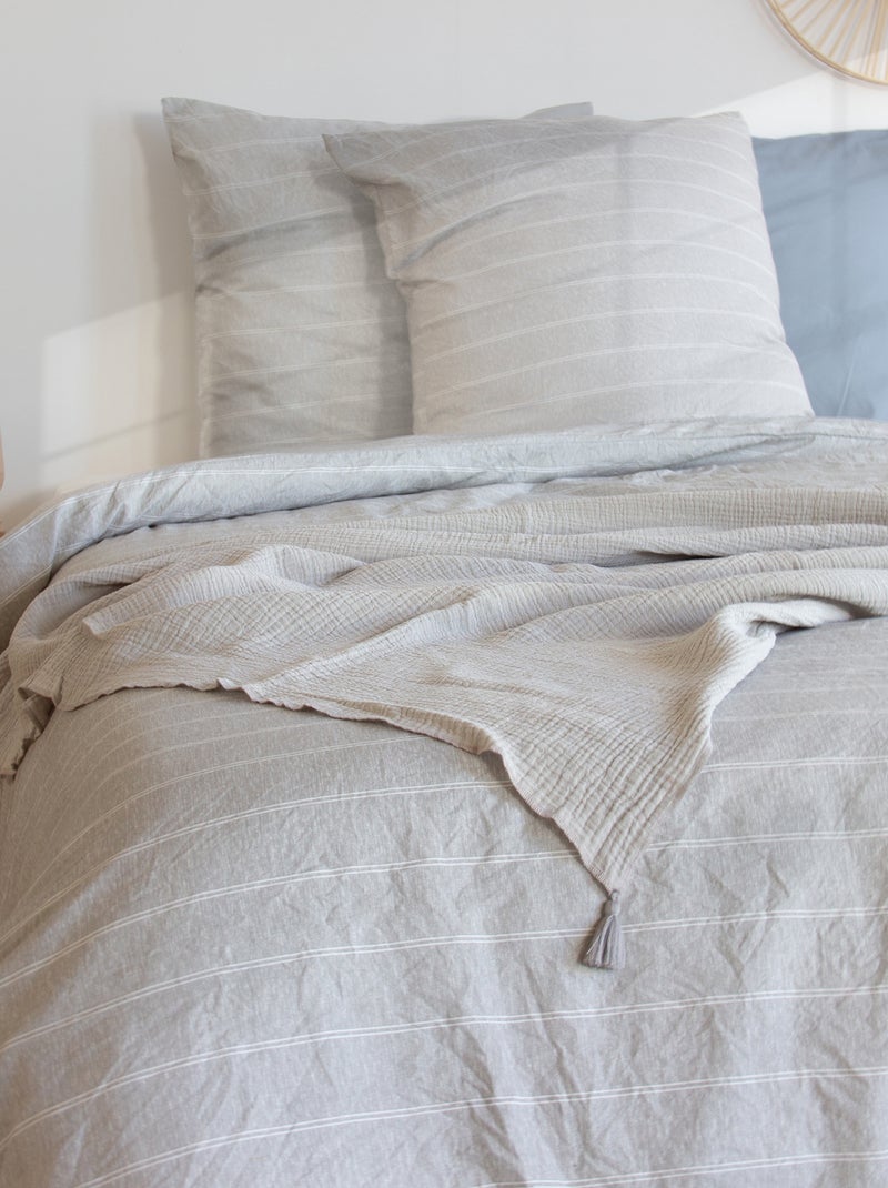 Juego de cama de 3 piezas - 1 funda nórdica + 2 fundas de almohada Beige - Kiabi