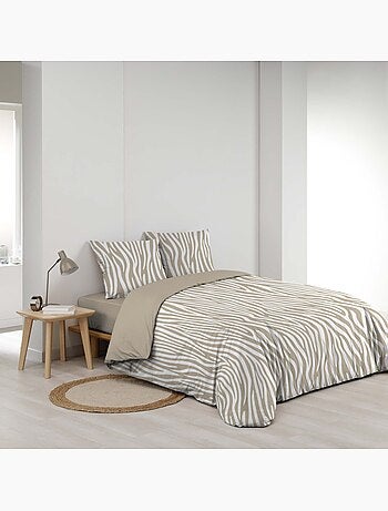 Juego de cama de 3 piezas, 100 % algodón, con estampado de cebra: funda nórdica y fundas de almohada