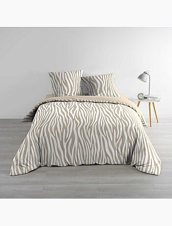 Juego de cama de 3 piezas, 100 % algodón, con estampado de cebra: funda nórdica y fundas de almohada