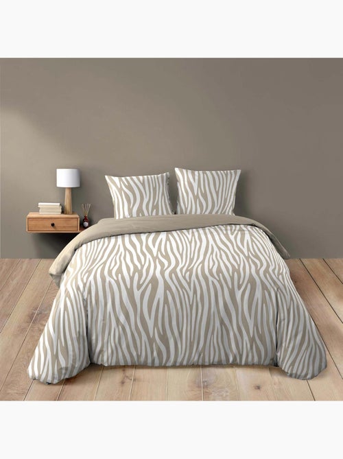 Juego de cama de 3 piezas, 100 % algodón, con estampado de cebra: funda nórdica y fundas de almohada - Kiabi Juego de cama de 3 piezas, 100 % algodón, con estampado de cebra: funda nórdica y fundas de almohada - Kiabi