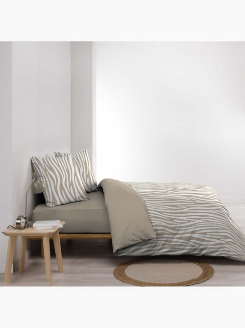 Juego de cama de 3 piezas, 100 % algodón, con estampado de cebra: funda nórdica y fundas de almohada - Kiabi Juego de cama de 3 piezas, 100 % algodón, con estampado de cebra: funda nórdica y fundas de almohada - Kiabi