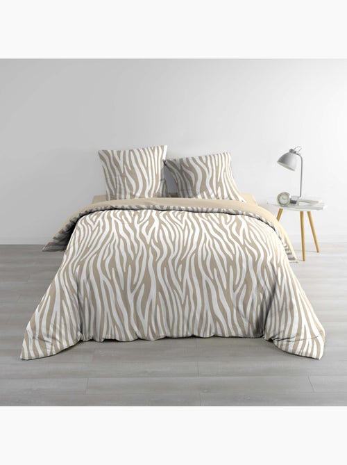 Juego de cama de 3 piezas, 100 % algodón, con estampado de cebra: funda nórdica y fundas de almohada - Kiabi Juego de cama de 3 piezas, 100 % algodón, con estampado de cebra: funda nórdica y fundas de almohada - Kiabi