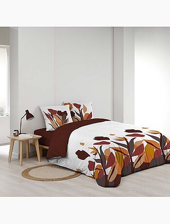 Juego de cama de 3 piezas, 100 % algodón, con estampado floral: funda nórdica y fundas de almohada