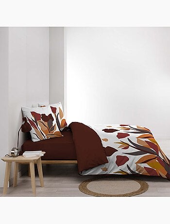 Juego de cama de 3 piezas, 100 % algodón, con estampado floral: funda nórdica y fundas de almohada