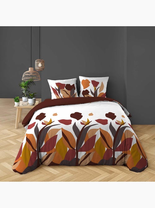 Juego de cama de 3 piezas, 100 % algodón, con estampado floral: funda nórdica y fundas de almohada - Kiabi Juego de cama de 3 piezas, 100 % algodón, con estampado floral: funda nórdica y fundas de almohada - Kiabi