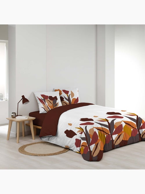 Juego de cama de 3 piezas, 100 % algodón, con estampado floral: funda nórdica y fundas de almohada - Kiabi Juego de cama de 3 piezas, 100 % algodón, con estampado floral: funda nórdica y fundas de almohada - Kiabi