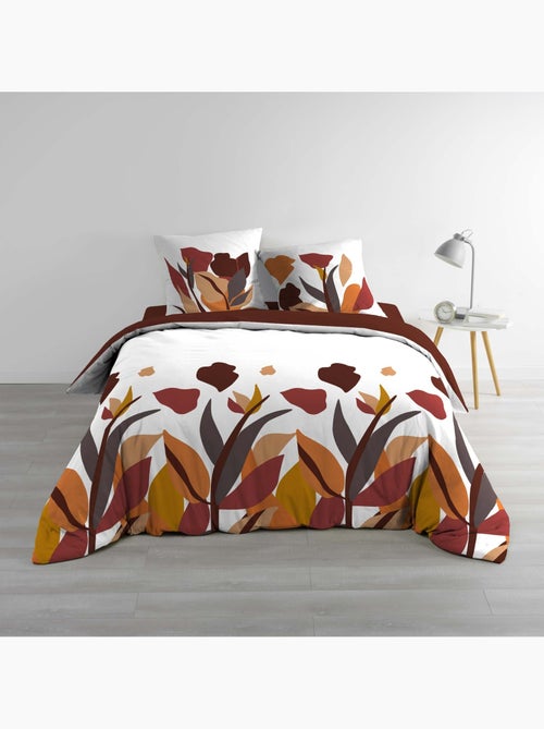 Juego de cama de 3 piezas, 100 % algodón, con estampado floral: funda nórdica y fundas de almohada - Kiabi Juego de cama de 3 piezas, 100 % algodón, con estampado floral: funda nórdica y fundas de almohada - Kiabi