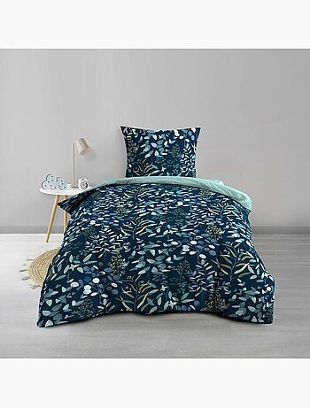 Juego de cama de 3 piezas, 100 % algodón, con estampado vegetal: funda nórdica y fundas de almohada