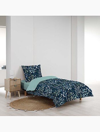 Juego de cama de 3 piezas, 100 % algodón, con estampado vegetal: funda nórdica y fundas de almohada
