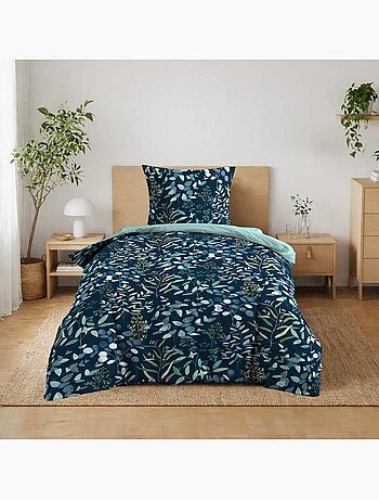 Juego de cama de 3 piezas, 100 % algodón, con estampado vegetal: funda nórdica y fundas de almohada
