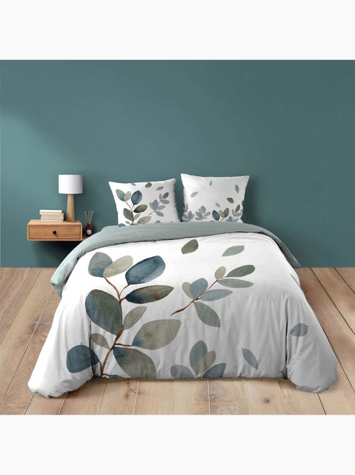 Juego de cama de 3 piezas, 100 % algodón, con estampado vegetal: funda nórdica y fundas de almohada - Kiabi Juego de cama de 3 piezas, 100 % algodón, con estampado vegetal: funda nórdica y fundas de almohada - Kiabi