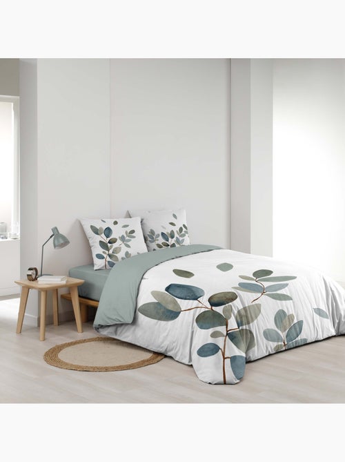 Juego de cama de 3 piezas, 100 % algodón, con estampado vegetal: funda nórdica y fundas de almohada - Kiabi Juego de cama de 3 piezas, 100 % algodón, con estampado vegetal: funda nórdica y fundas de almohada - Kiabi