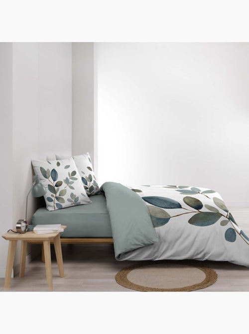 Juego de cama de 3 piezas, 100 % algodón, con estampado vegetal: funda nórdica y fundas de almohada - Kiabi Juego de cama de 3 piezas, 100 % algodón, con estampado vegetal: funda nórdica y fundas de almohada - Kiabi