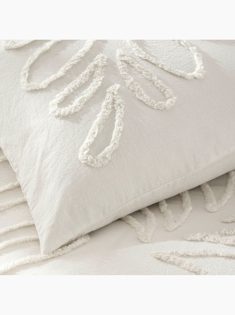 Juego de cama de 3 piezas, 100 % algodón tufting, con funda nórdica y fundas de almohada Blanco - Kiabi