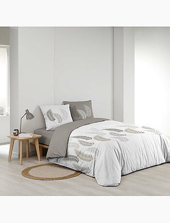 Juego de cama de 3 piezas con estampado de follaje, funda y fundas de almohada