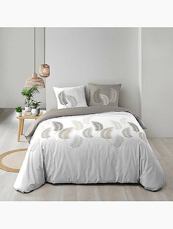 Juego de cama de 3 piezas con estampado de follaje, funda y fundas de almohada