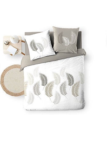 Juego de cama de 3 piezas con estampado de follaje, funda y fundas de almohada