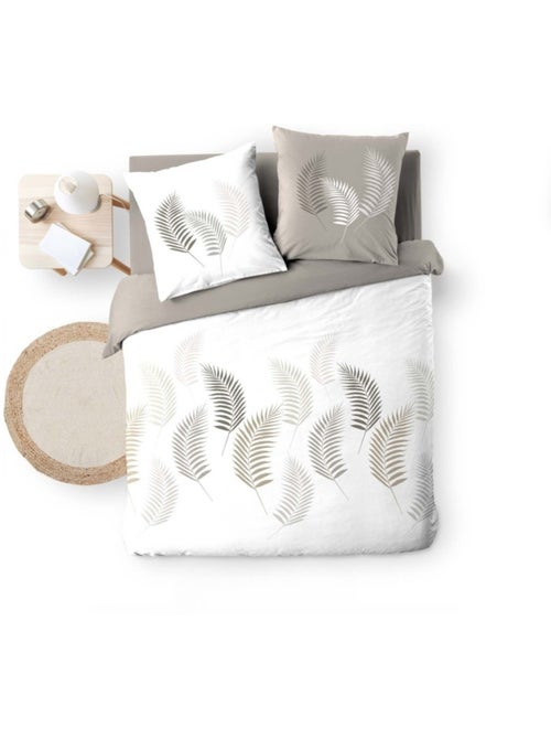 Juego de cama de 3 piezas con estampado de follaje, funda y fundas de almohada - Kiabi Juego de cama de 3 piezas con estampado de follaje, funda y fundas de almohada - Kiabi