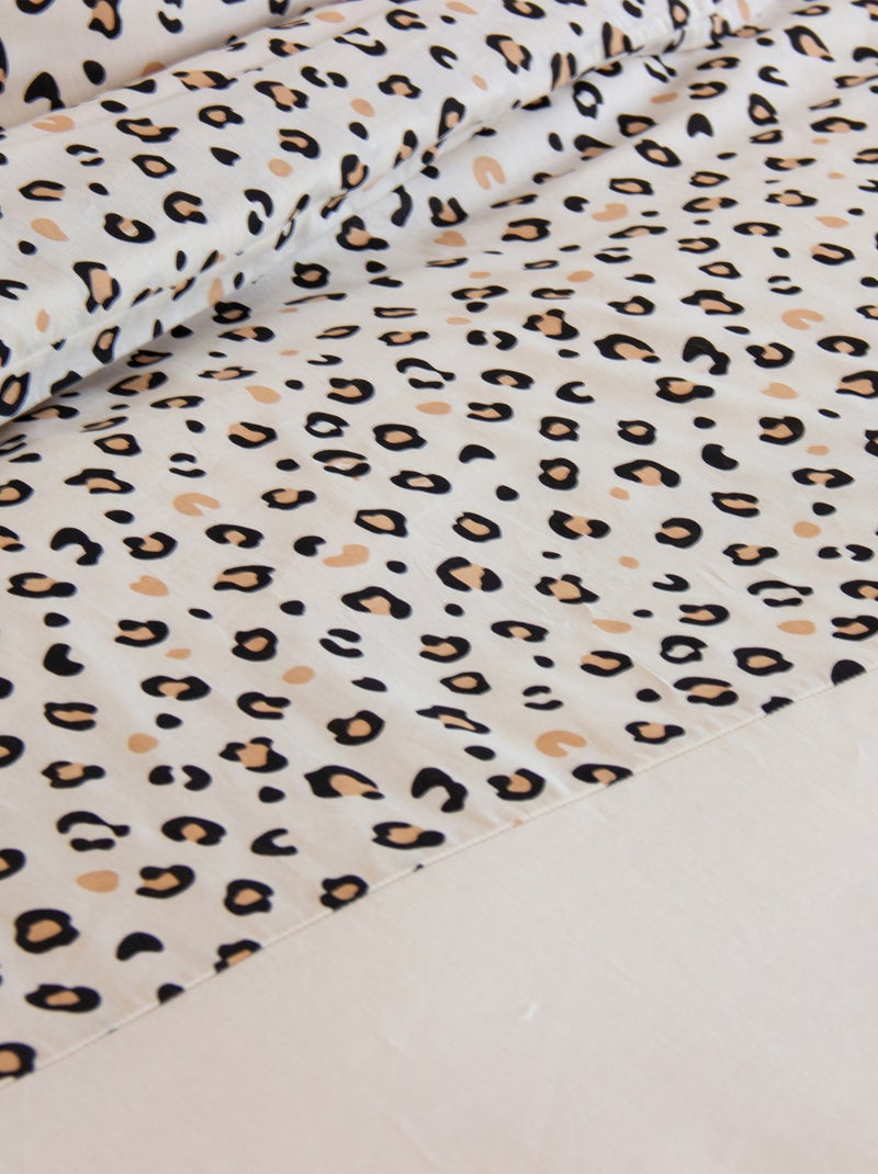 Juego de cama de 3 piezas con estampado de leopardo, funda y fundas de almohada Beige claro - Kiabi