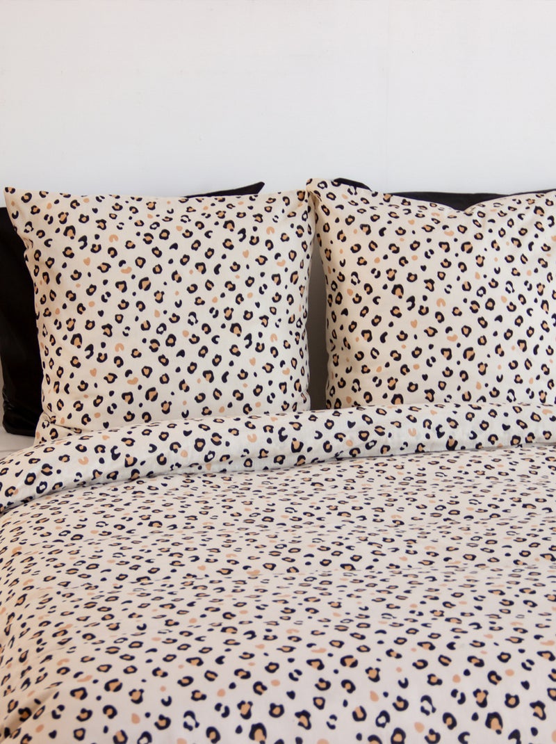 Juego de cama de 3 piezas con estampado de leopardo, funda y fundas de almohada Beige claro - Kiabi