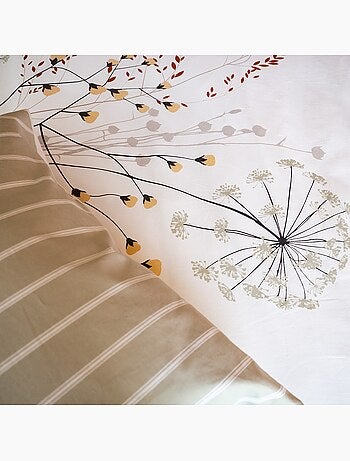 Juego de cama de 3 piezas con flores en el anverso y rayas en el reverso