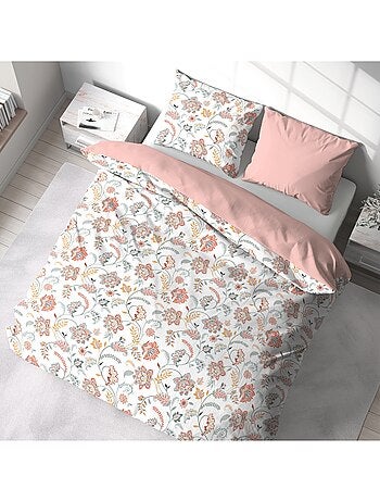 Juego de cama de 3 piezas con flores reversibles