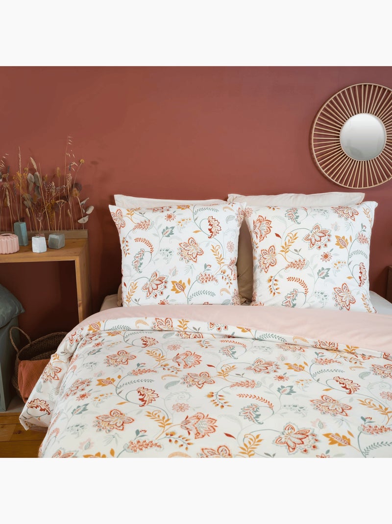 Juego de cama de 3 piezas con flores reversibles Rosa pastel - Kiabi