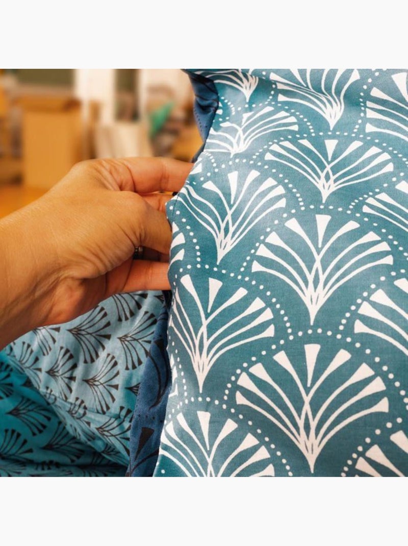 Juego de cama de 3 piezas con patrones geométricos reversibles Azul - Kiabi