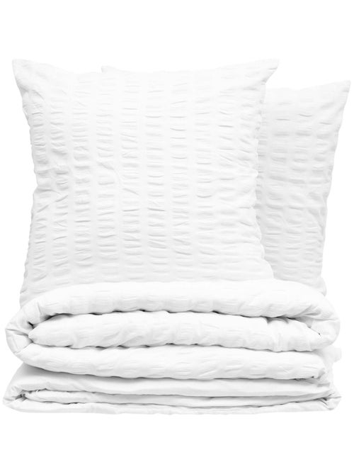 Juego de cama de 3 piezas con rayas plisadas - Kiabi Juego de cama de 3 piezas con rayas plisadas - Kiabi