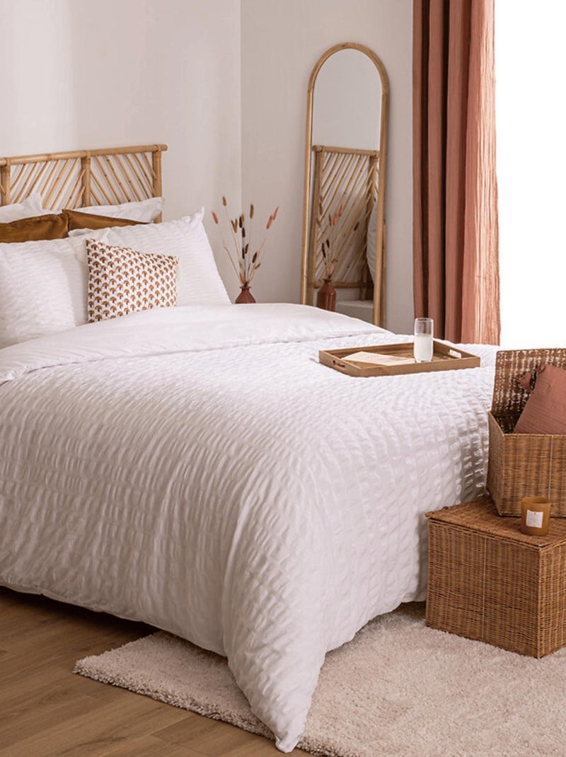 Juego de cama de 3 piezas con rayas plisadas Blanco - Kiabi