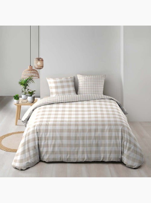 Juego de cama de 3 piezas de algodón a cuadros funda + fundas de almohada - Kiabi