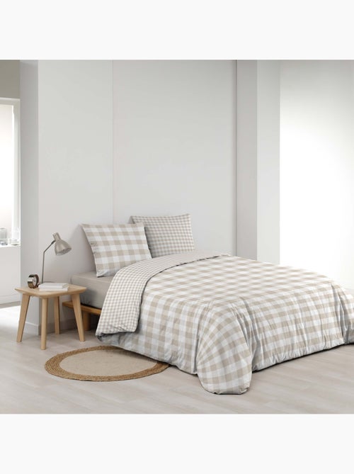 Juego de cama de 3 piezas de algodón a cuadros funda + fundas de almohada - Kiabi