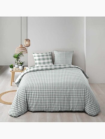 Juego de cama de 3 piezas de algodón a cuadros funda + fundas de almohada