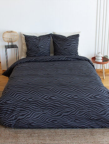 Juego de cama de 3 piezas de algodón cebra, funda y fundas de almohada