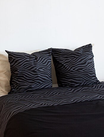Juego de cama de 3 piezas de algodón cebra, funda y fundas de almohada